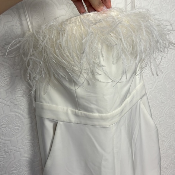 Saylor Feather Janae Jumpsuit White NYE Party Going Out Strapless BHLDN Collab - Picture 7 of 13